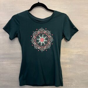 Columbia Hunter Green Mandala Print Scoop Neck Short Sleeve TShirt XS/TP GC